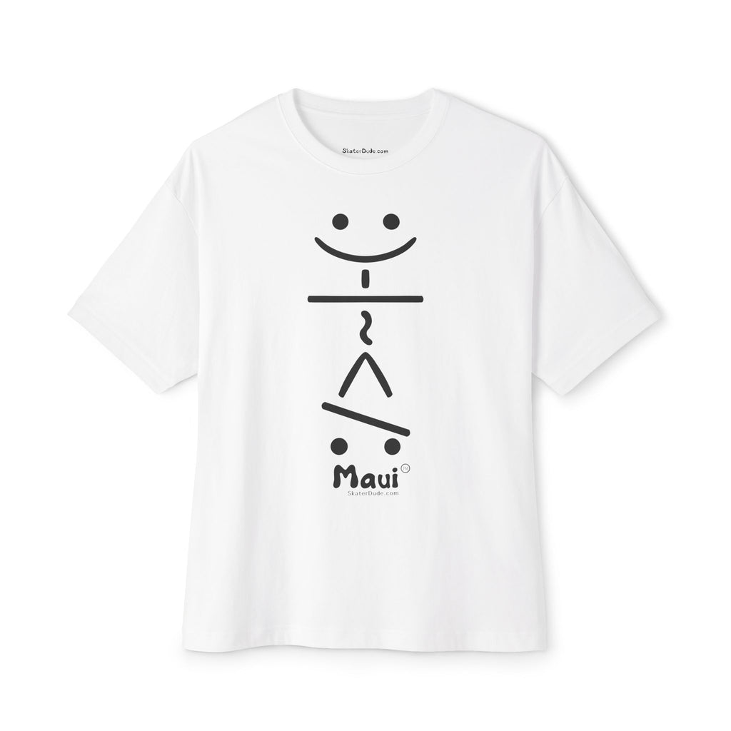 Maui Smiley Graphic Tee - Unisex Oversized Boxy T-Shirt, Casual Summer Wear, Beach Vibes, Gift for Her & Him, Fun Day Out