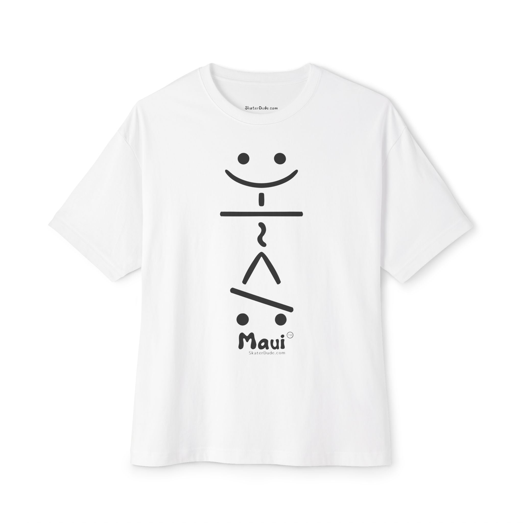 Maui Smiley Graphic Tee - Unisex Oversized Boxy T-Shirt, Casual Summer Wear, Beach Vibes, Gift for Her & Him, Fun Day Out