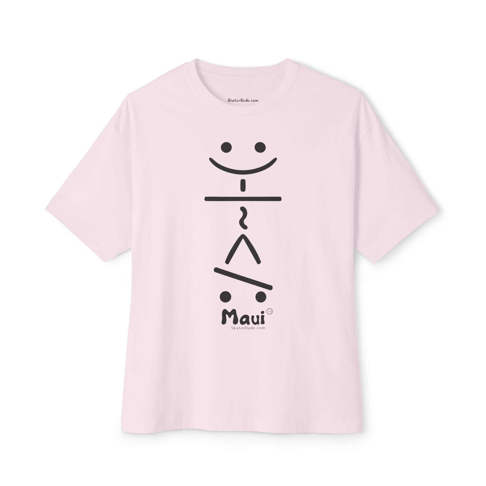 Maui Smiley Graphic Tee - Unisex Oversized Boxy T-Shirt, Casual Summer Wear, Beach Vibes, Gift for Her & Him, Fun Day Out