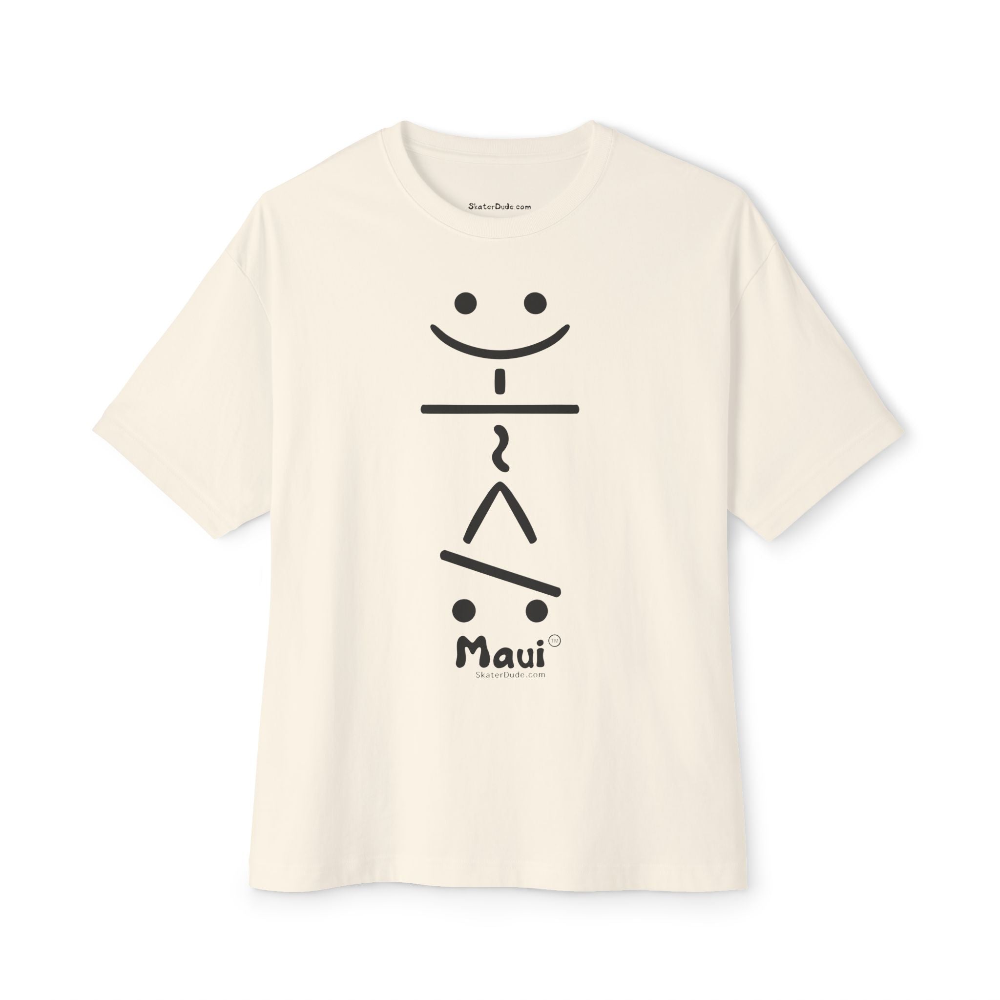 Maui Smiley Graphic Tee - Unisex Oversized Boxy T-Shirt, Casual Summer Wear, Beach Vibes, Gift for Her & Him, Fun Day Out